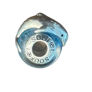 Soulfeel Jumping Dolphin Murano Glass Charm for bracelet,925 Sterling silver new